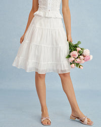 Witte A-lijn Rok met Kant en Chiffon Look – Romantisch & Vrouwelijk – Wieteke