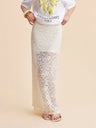 Beige Semi-Transparante Kanten Maxi Rok – Elegant & Flatterend – Wikke