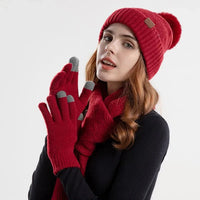 Bordeaux winterset dames met touchscreen vingertoppen