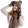 Driedelige Dames Winterset met Pompommuts en Touchscreen Handschoenen