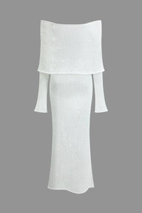 Off-shoulder Gebreide Maxi Jurk – Zacht & Elegant – Fleur