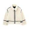 Witte Oversized Dames Teddy Jas met Contrastbies