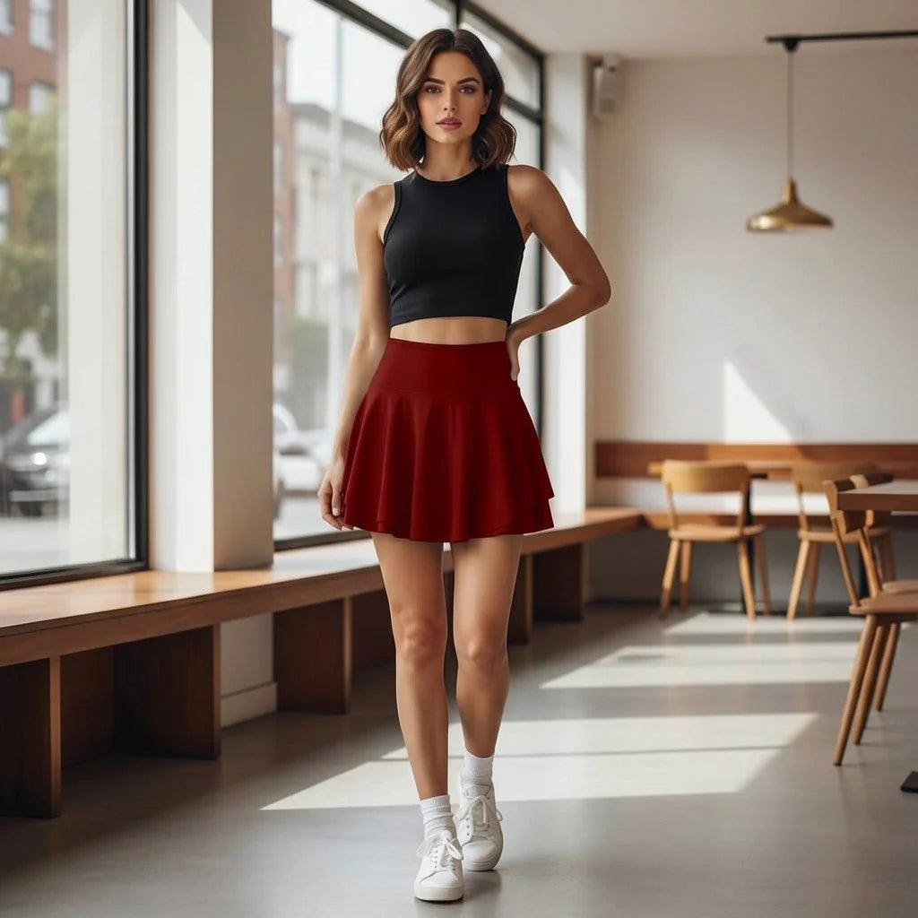 Dames Tennisrokje met Geïntegreerde Short en Sportieve Pasvorm – Comfortabel & Trendy – Xavielle