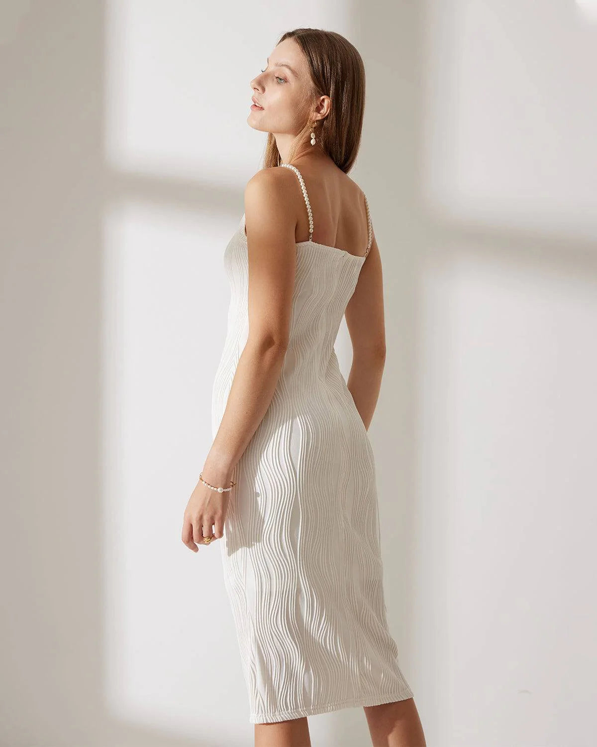 Cami Maxi Jurk met Structuur – Elegant & Verfijnd – Xélianne