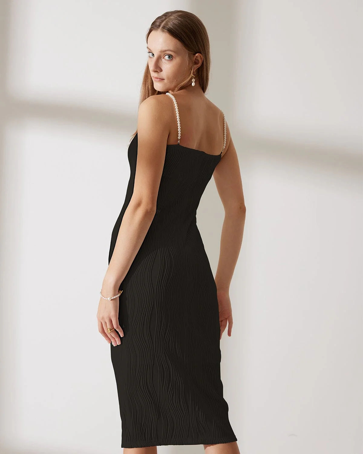 Cami Maxi Jurk met Structuur – Elegant & Verfijnd – Xélianne