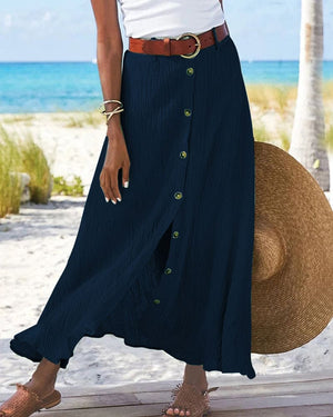 Dames Katoenen Midi Rok met Luchtige Pasvorm en Comfortabele Taille – Tijdloos & Elegant – Xyravelle