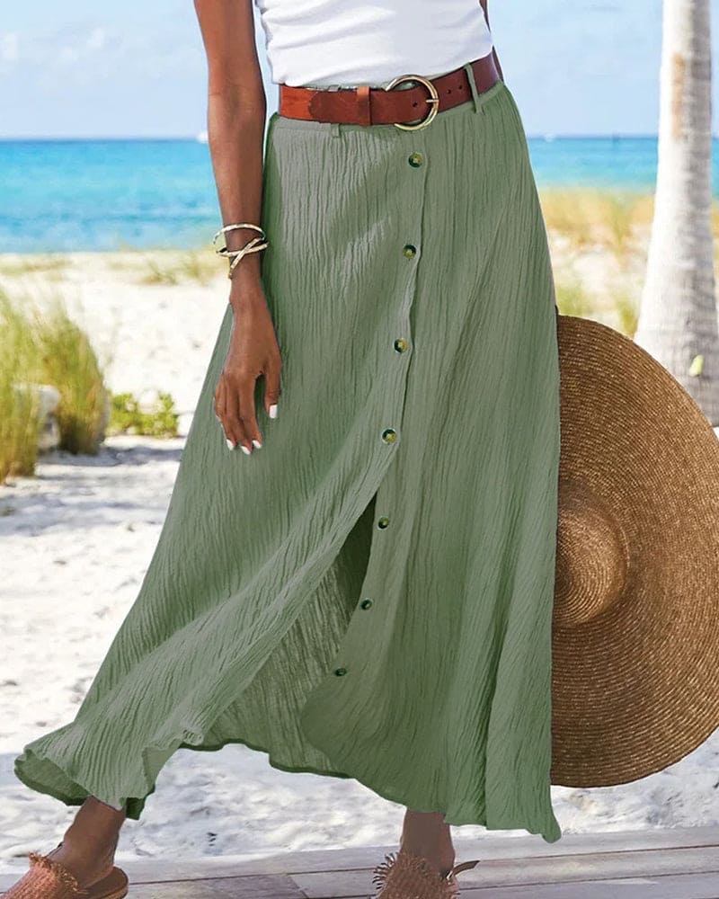 Dames Katoenen Midi Rok met Luchtige Pasvorm en Comfortabele Taille – Tijdloos & Elegant – Xyravelle
