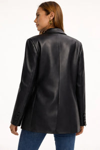 Dames Faux Leren Blazer met Getailleerde Pasvorm – Luxe & Tijdloos – Ysélianne