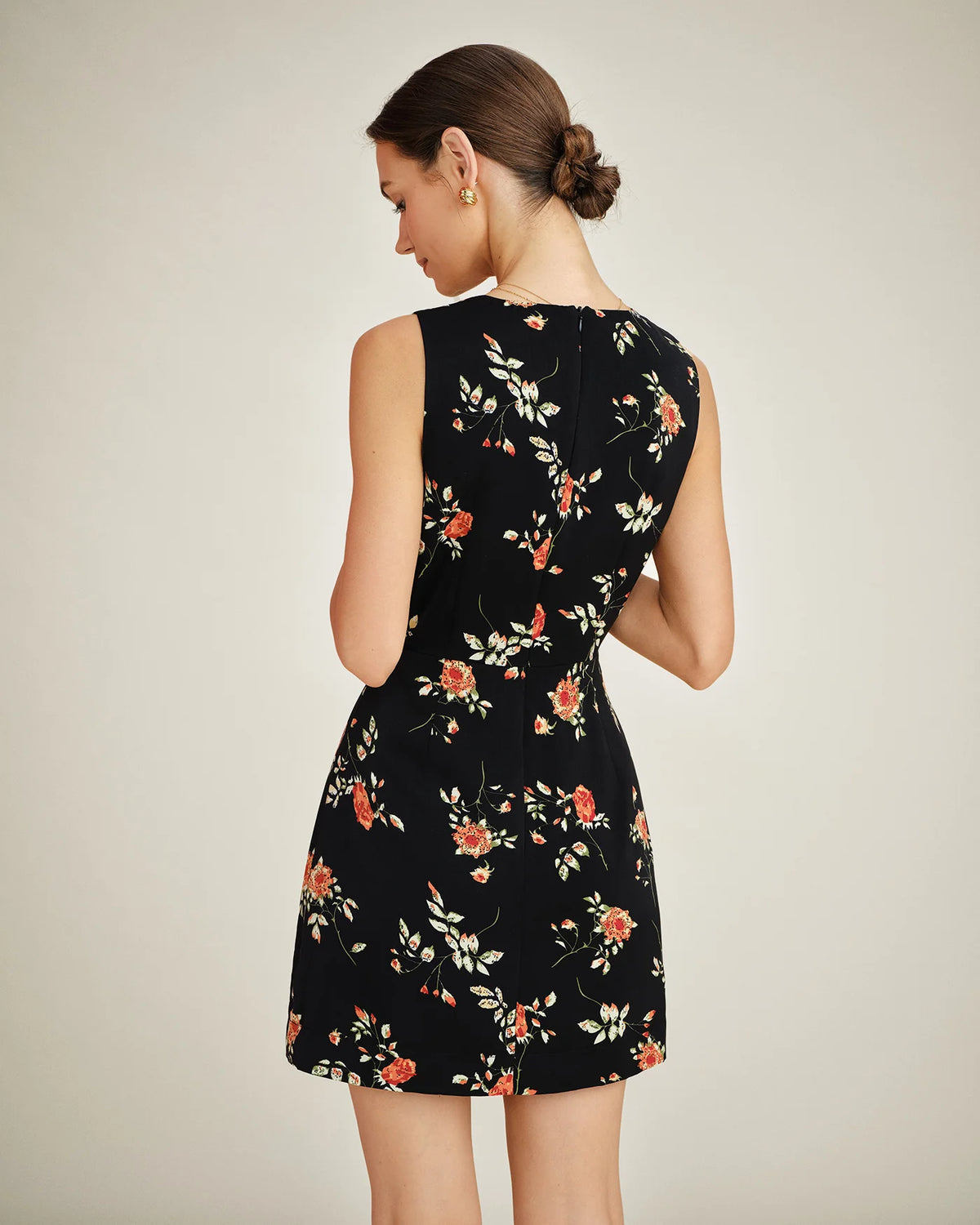 Dames Floral A-Line Mini Jurk met V-Hals – Elegant & Vintage – Zafélline