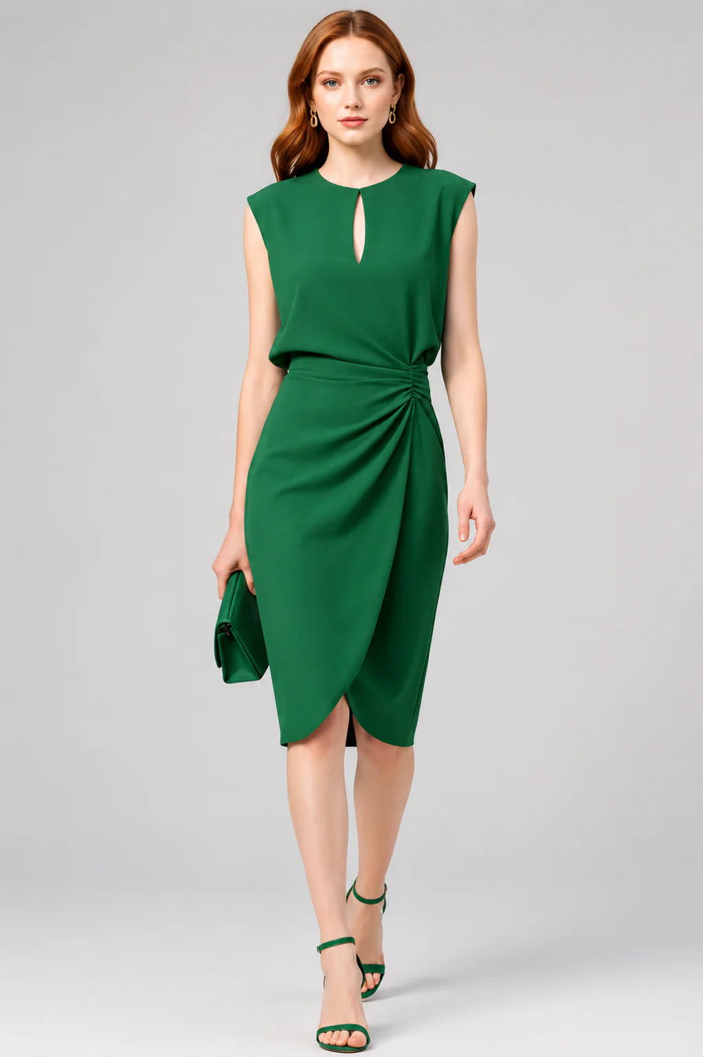 Dames Keyhole Midi Jurk met Elegante Pasvorm – Tijdloos & Vrouwelijk – Zaférisse