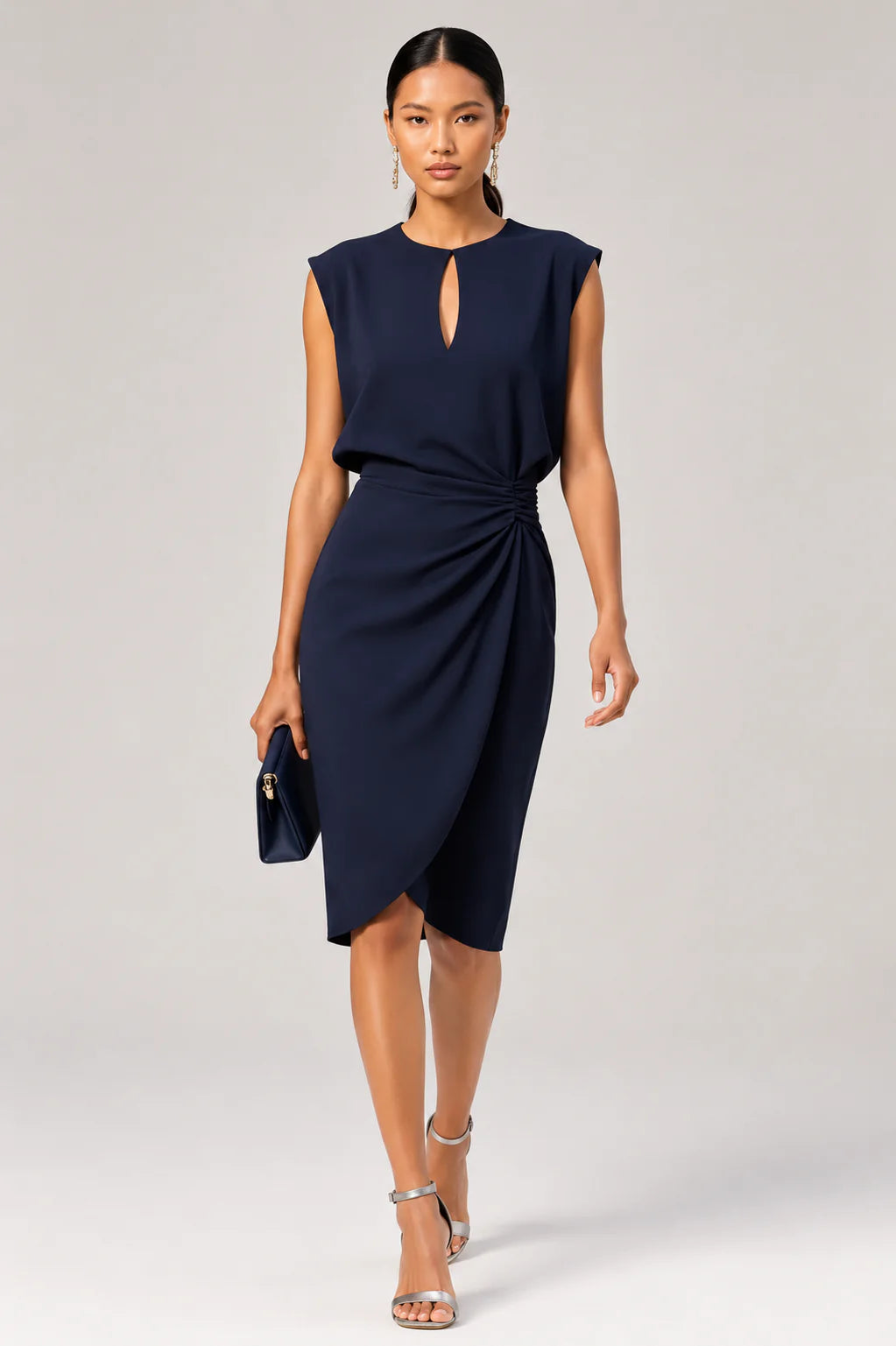 Dames Keyhole Midi Jurk met Elegante Pasvorm – Tijdloos & Vrouwelijk – Zaférisse