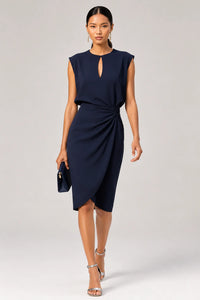 Dames Keyhole Midi Jurk met Elegante Pasvorm – Tijdloos & Vrouwelijk – Zaférisse