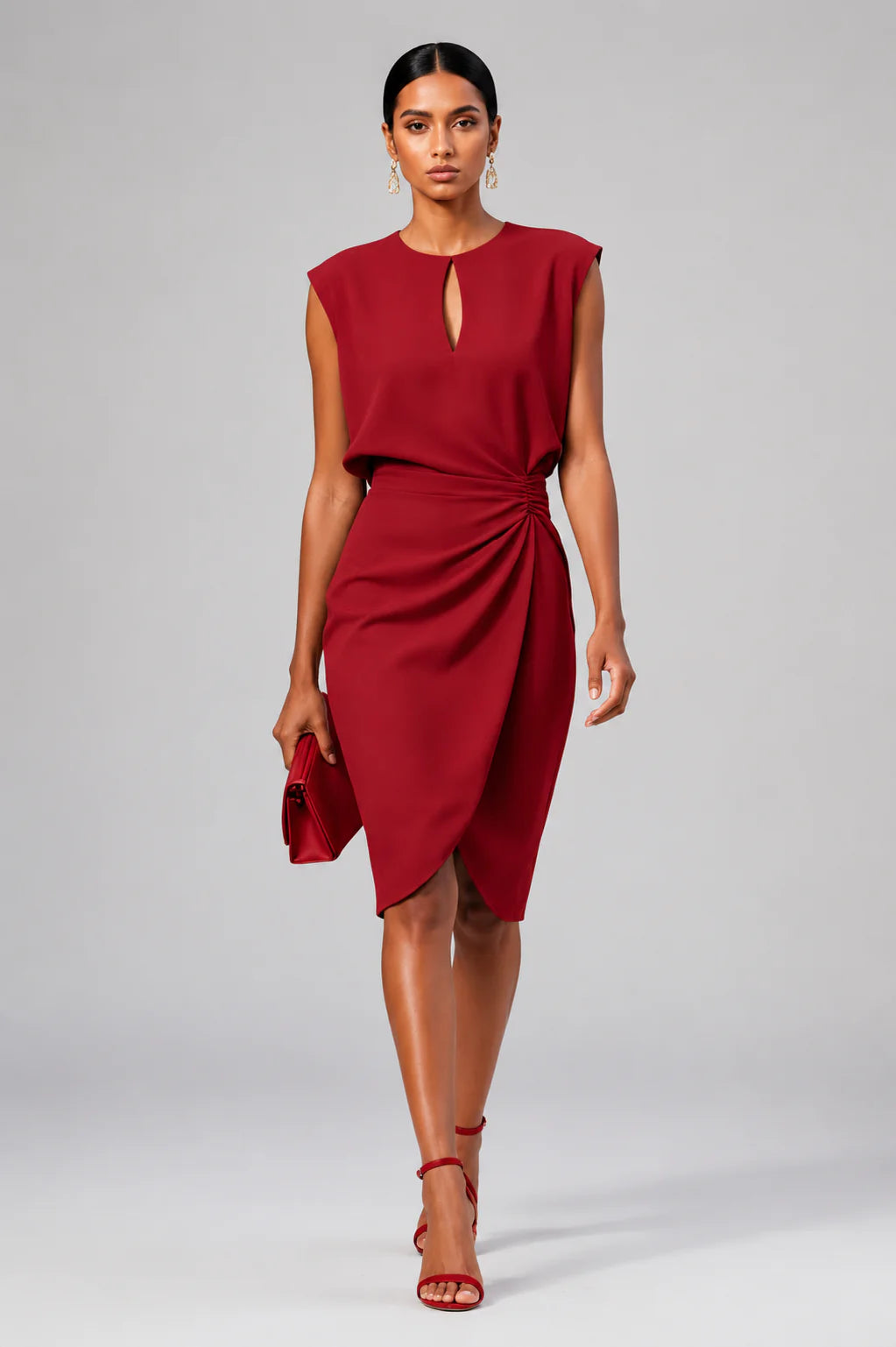 Dames Keyhole Midi Jurk met Elegante Pasvorm – Tijdloos & Vrouwelijk – Zaférisse