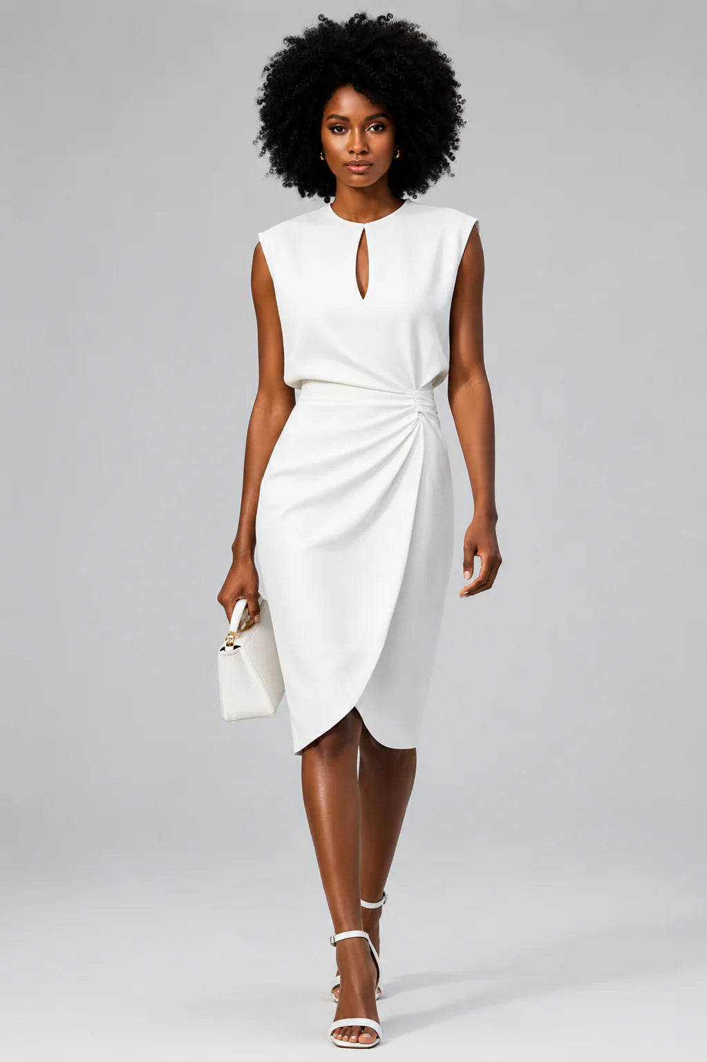 Dames Keyhole Midi Jurk met Elegante Pasvorm – Tijdloos & Vrouwelijk – Zaférisse