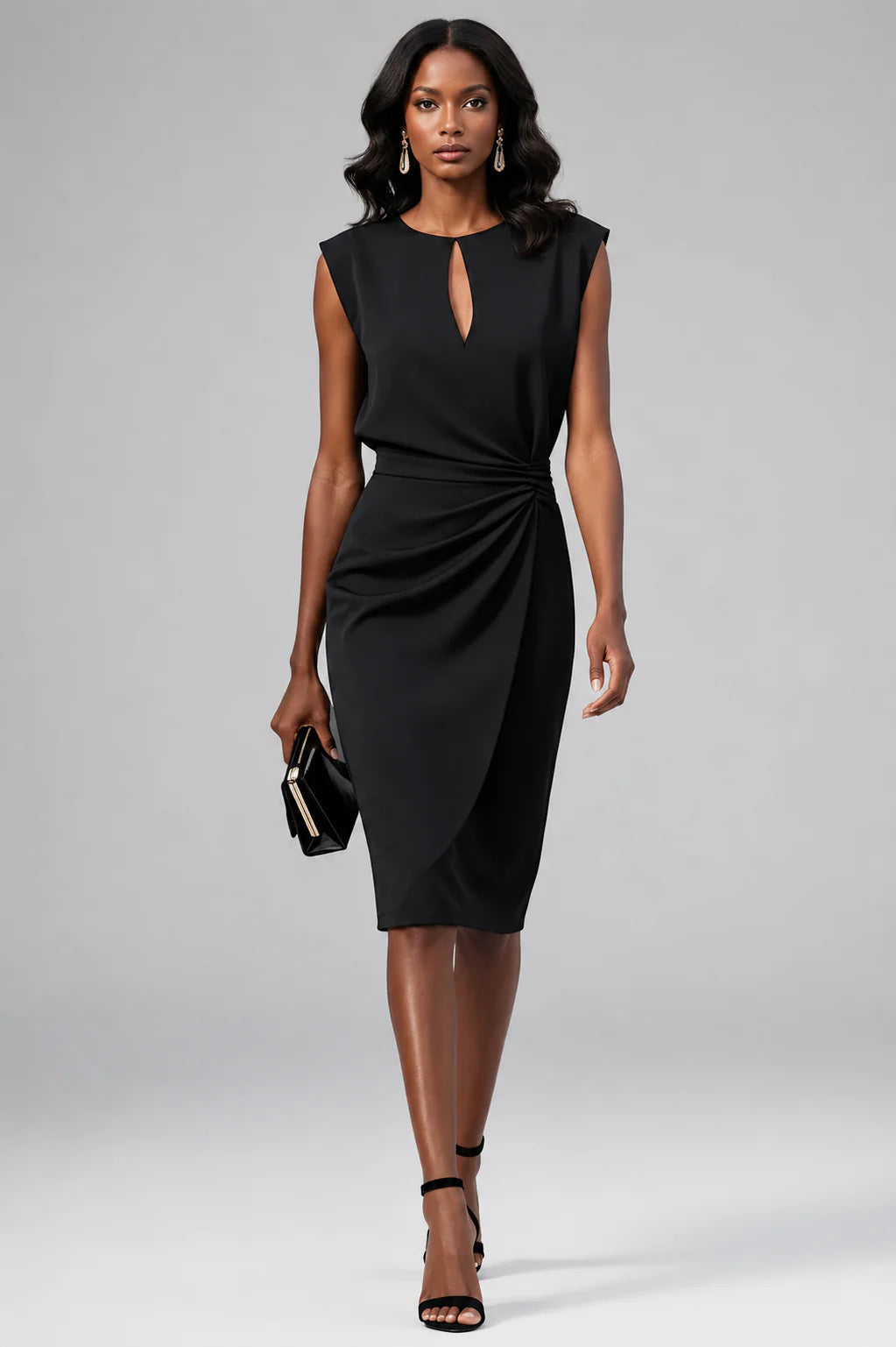 Dames Keyhole Midi Jurk met Elegante Pasvorm – Tijdloos & Vrouwelijk – Zaférisse