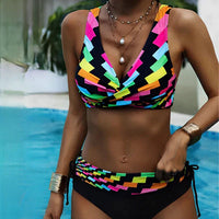 Dames multicolor bikini met speelse print – zomers & opvallend – Zanirelle