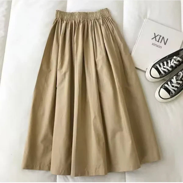 Dames Wijde Maxi Rok met Hoge Taille en Geplooide Afwerking – Elegant & Tijdloos – Zoravelle