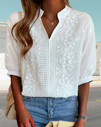 Dames Blouse met V-Hals en Korte Mouwen – Luchtig & Tijdloos – Zoréliane