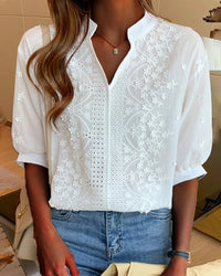 Dames Blouse met V-Hals en Korte Mouwen – Luchtig & Tijdloos – Zoréliane