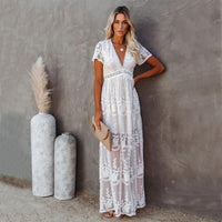 Dames Maxi Jurk met Kanten Details en Soepelvallende Pasvorm – Elegant & Vrouwelijk – Zorellique