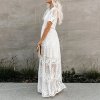 Dames Maxi Jurk met Kanten Details en Soepelvallende Pasvorm – Elegant & Vrouwelijk – Zorellique