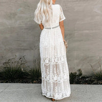 Dames Maxi Jurk met Kanten Details en Soepelvallende Pasvorm – Elegant & Vrouwelijk – Zorellique