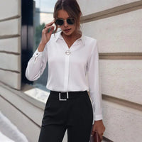 Dames Essential Blouse met Tijdloze Pasvorm en Lange Mouwen – Elegant & Minimalistisch – Zyelora