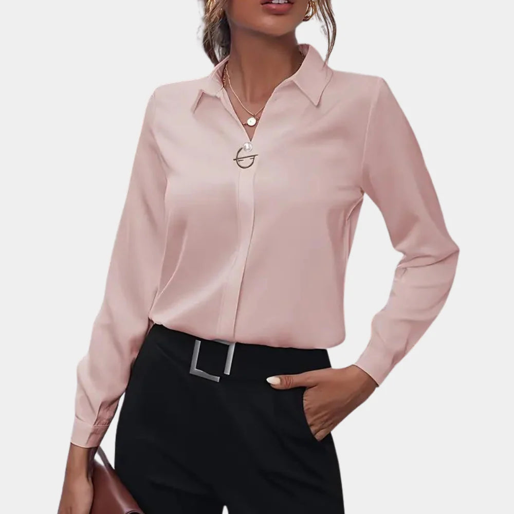 Dames Essential Blouse met Tijdloze Pasvorm en Lange Mouwen – Elegant & Minimalistisch – Zyelora