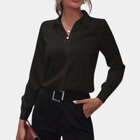 Dames Essential Blouse met Tijdloze Pasvorm en Lange Mouwen – Elegant & Minimalistisch – Zyelora