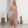 Dames Maxi Jurk met Taupekleurig Design en Soepelvallende Pasvorm – Tijdloos & Elegant – Zyvorielle