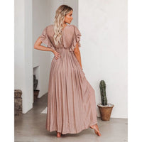 Dames Maxi Jurk met Taupekleurig Design en Soepelvallende Pasvorm – Tijdloos & Elegant – Zyvorielle